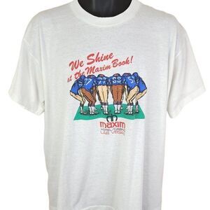 Maxim Casino Football T Shirt Vintage 80s 90s Funny Humor Joke Made In USA Mens